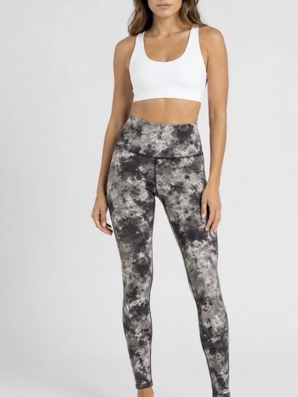 ivory ella Black & Gray Marble Tie-Dye Leggings
